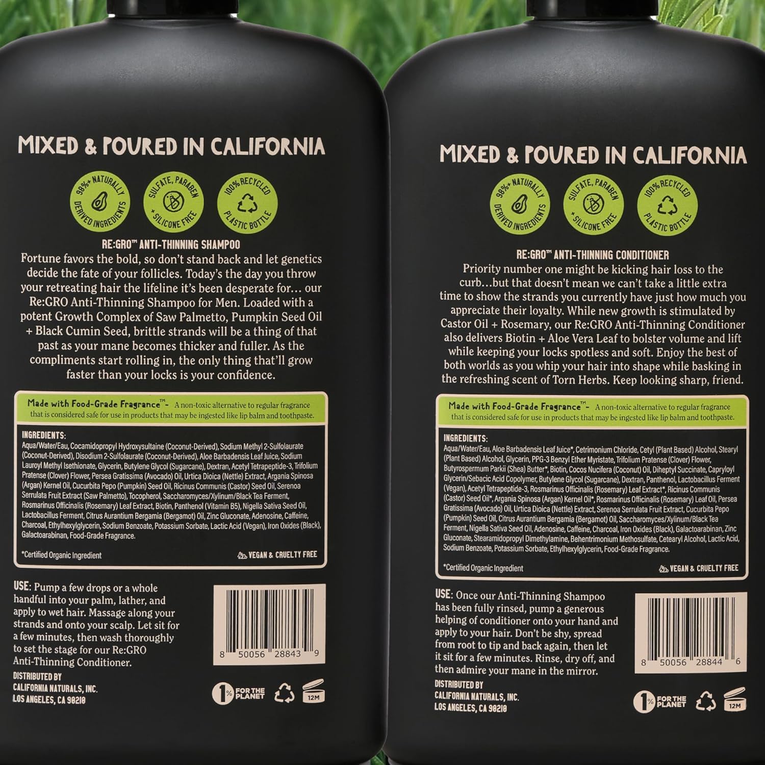 California Naturals Re:GRO ingredients with rosemary and caffeine for scalp vitality