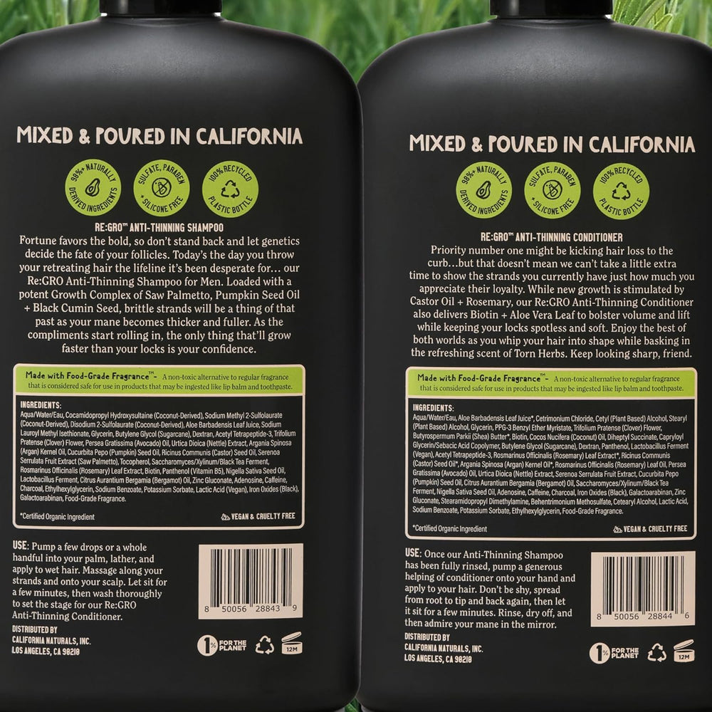 California Naturals Re:GRO ingredients with rosemary and caffeine for scalp vitality