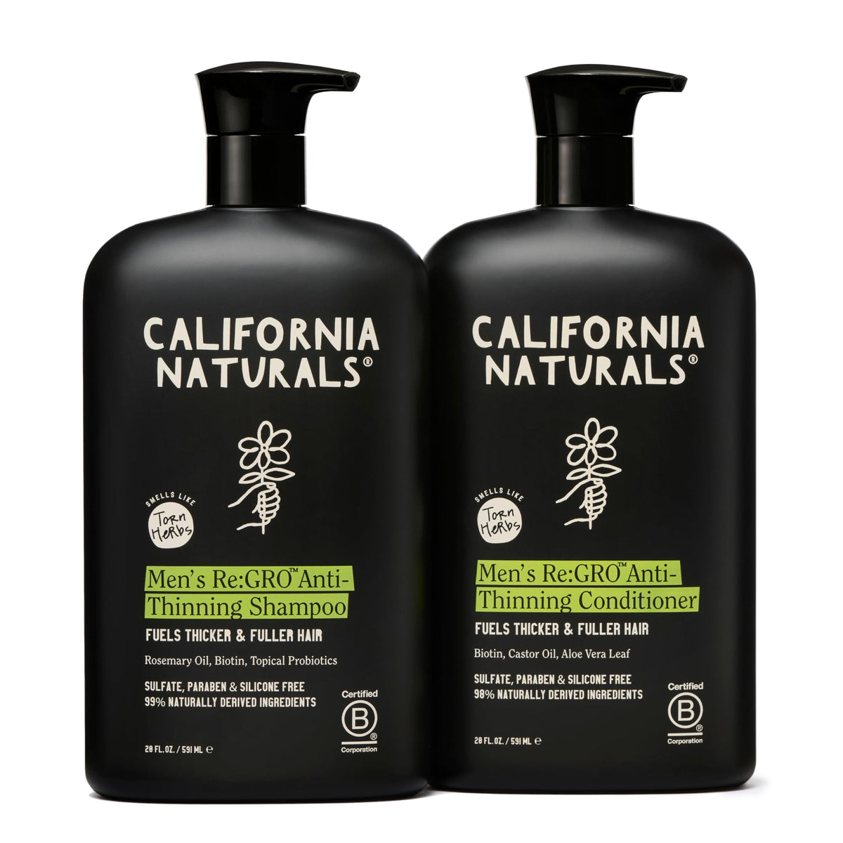 California Naturals Re:GRO shampoo bottle promotes scalp support and stronger roots