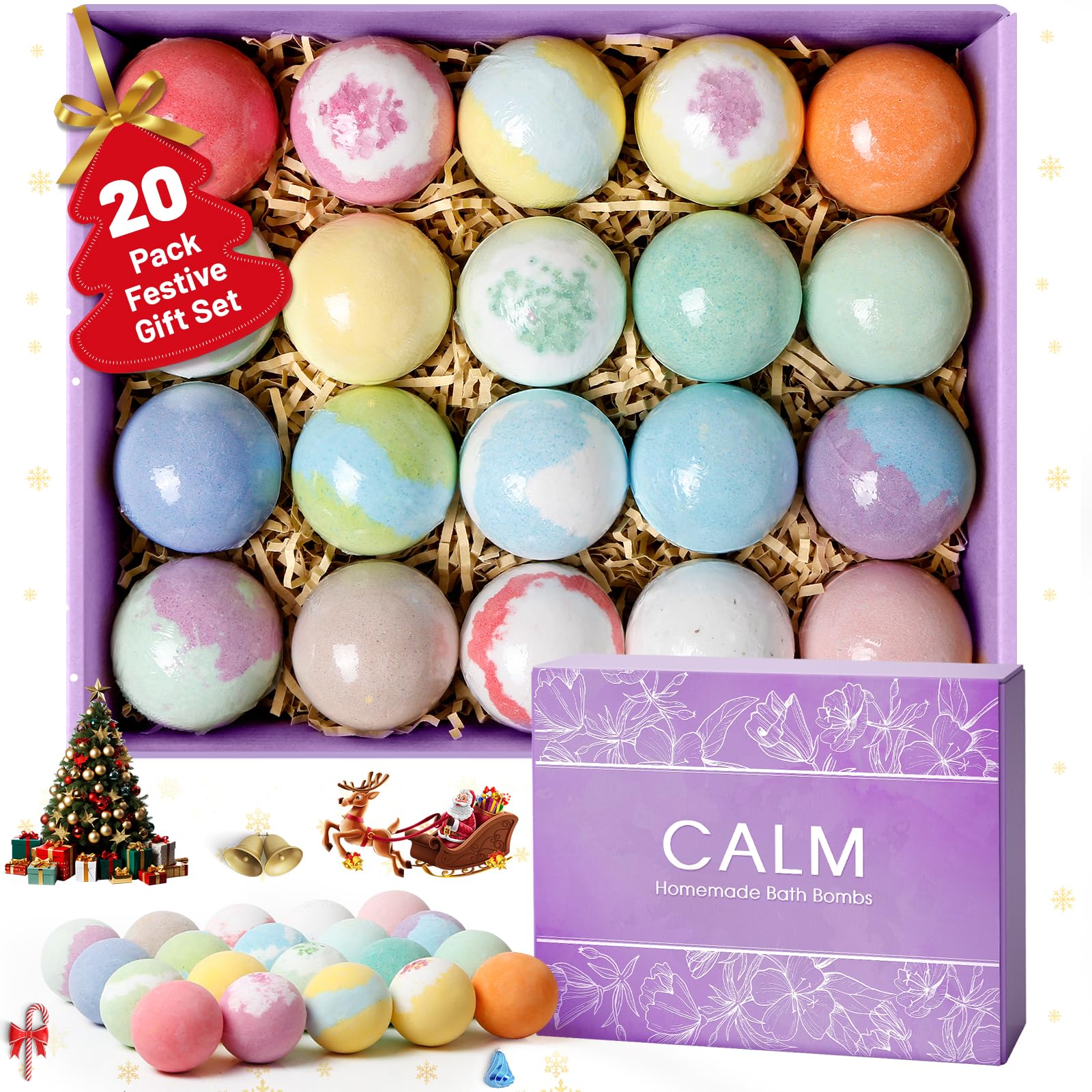 CalmNFiz bombas de baño set de 20 fragancias para relajación y bienestar