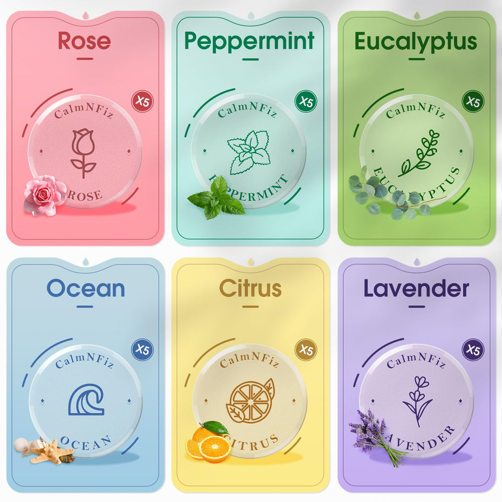 CalmNFiz bombas de ducha de 6 aromas para momentos de spa en casa.