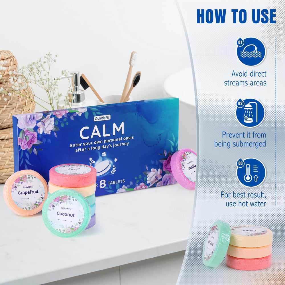 CalmNFiz Coconut shower steamer pack for a tropical escape
