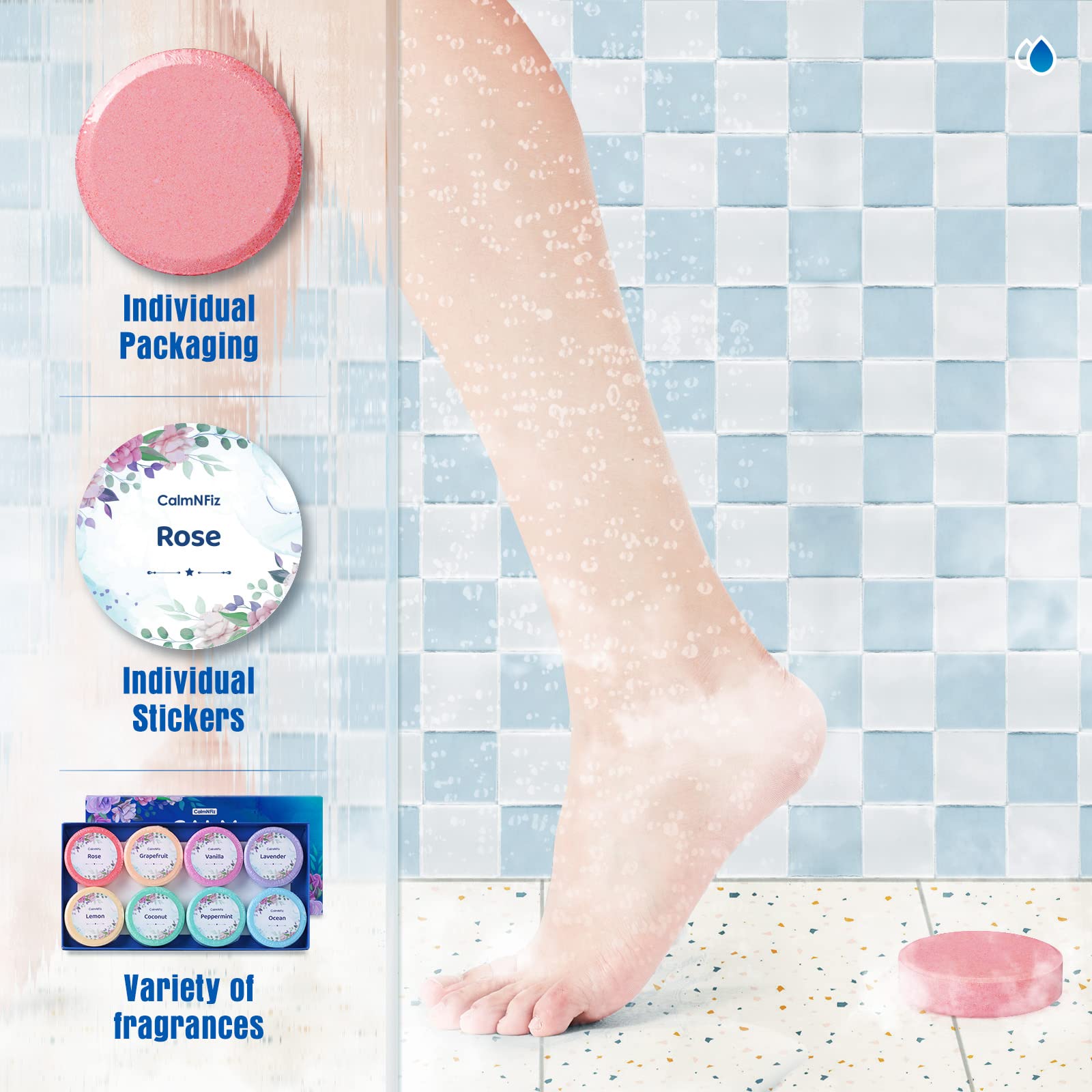 CalmNFiz Lavender shower steamer pack for a relaxing steam experience