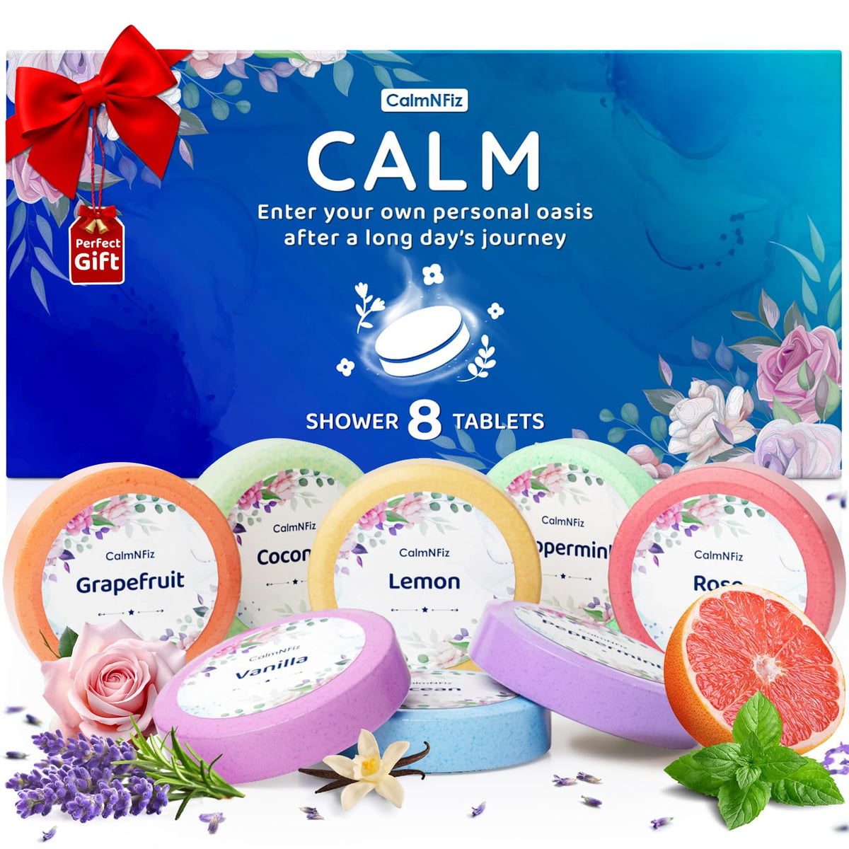 CalmNFiz Rose shower steamer pack for a calming morning ritual