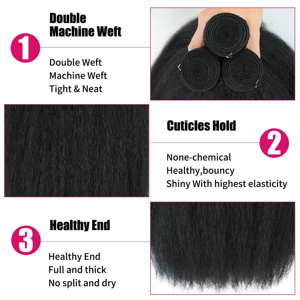 CALNESHIA Yaki straight bundles with double machine weft for durable wear.
