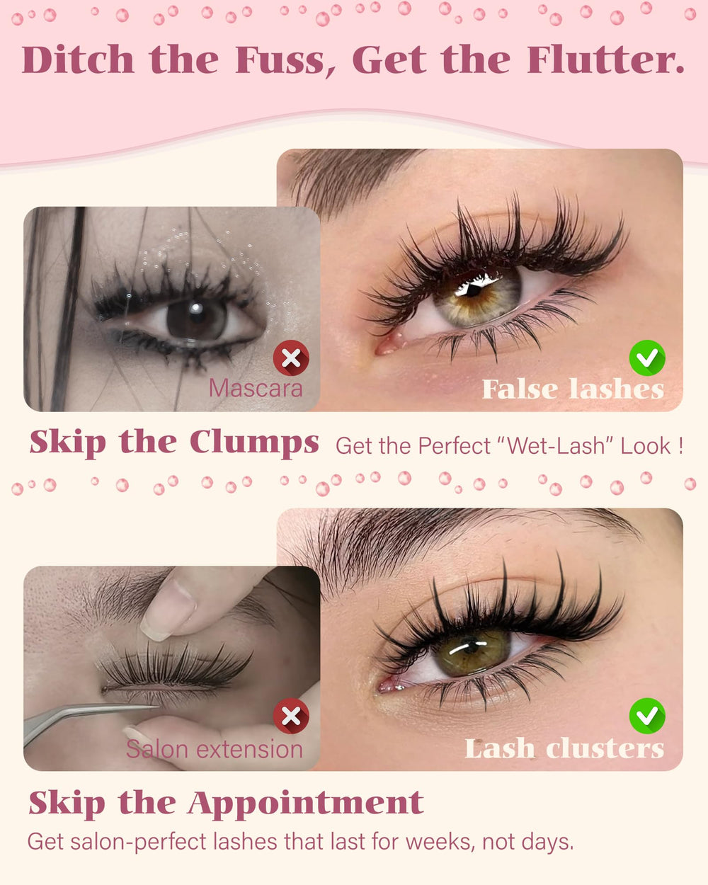 120pcs of lightweight bottom lash clusters for beginners.