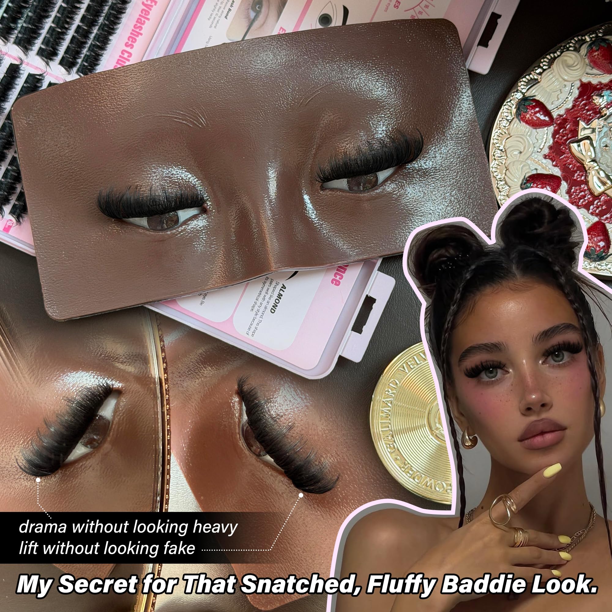 Calphdiar 180D volume clusters image — everyday fullness that blends with natural lashes.