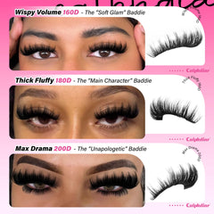 Calphdiar 200D dramatic lashes close-up — max drama without heavy feel.