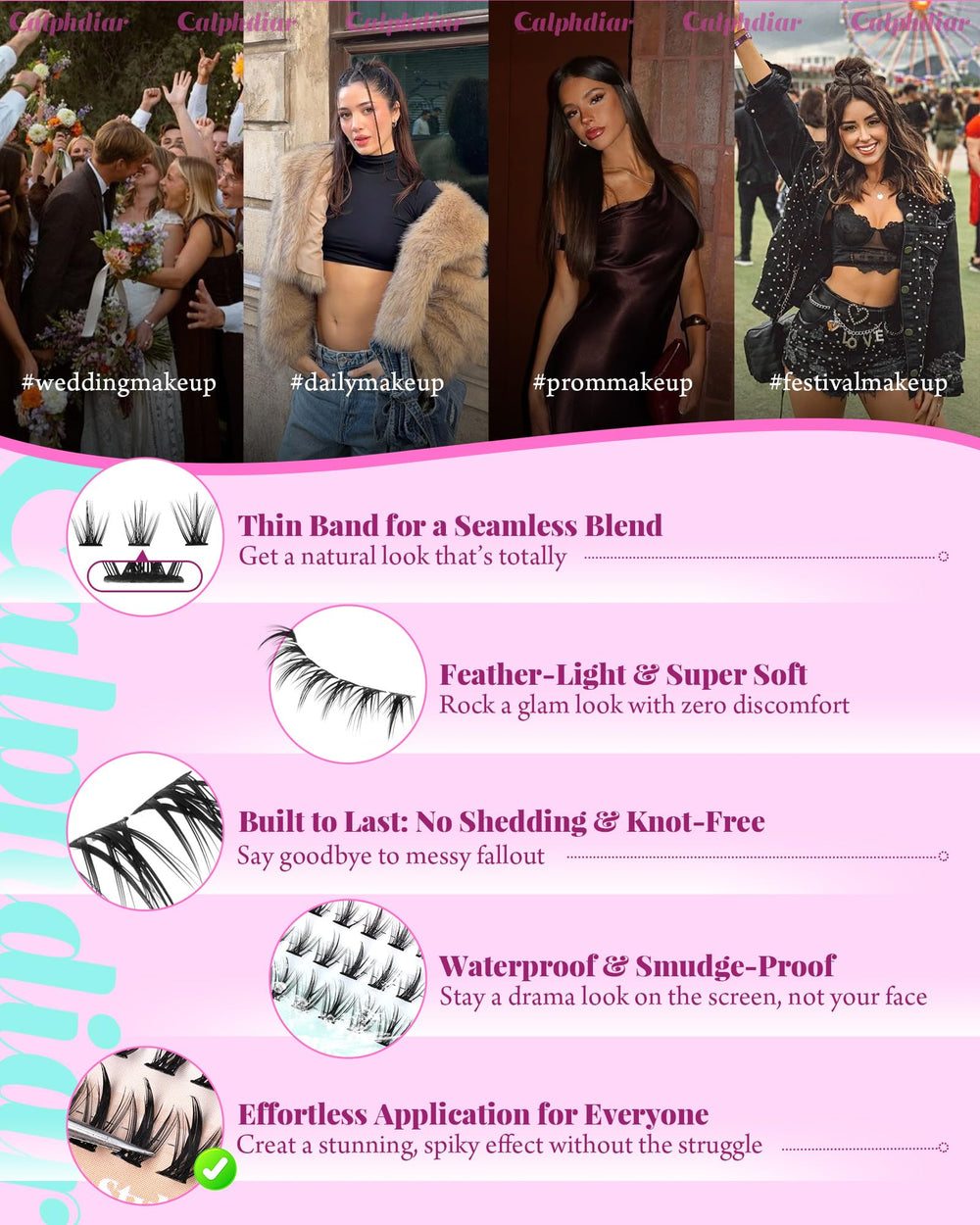 Calphdiar 225pcs bottom lash set for versatile lower lash options.