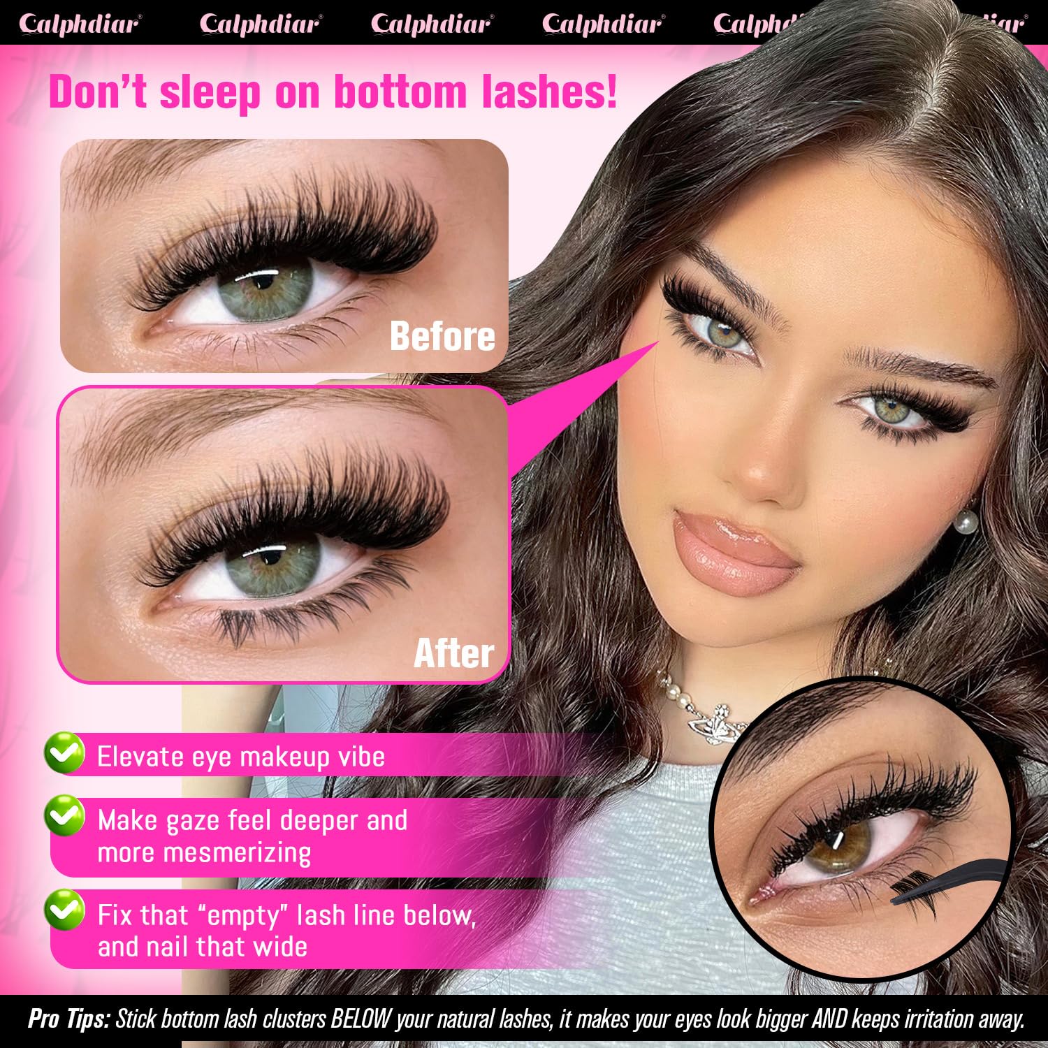 Calphdiar anime-inspired lower lashes pair with upper extensions for cohesive style.