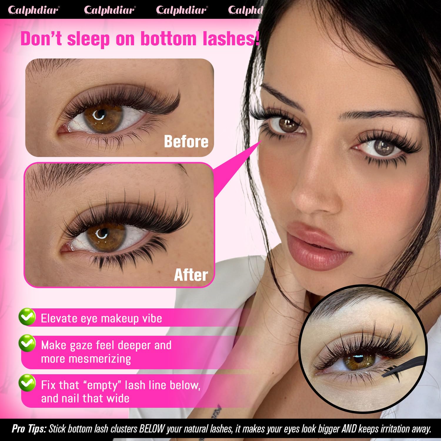 Calphdiar bottom lash clusters 5-7mm doe-eye emphasis for a subtle lower lash