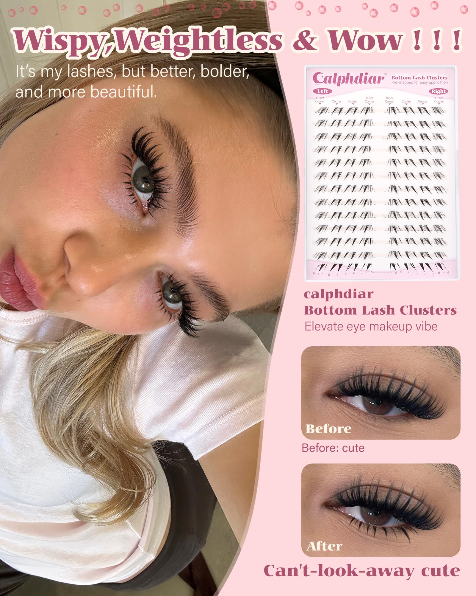 Calphdiar bottom lash clusters 5-8mm right inner easy DIY lower lashes