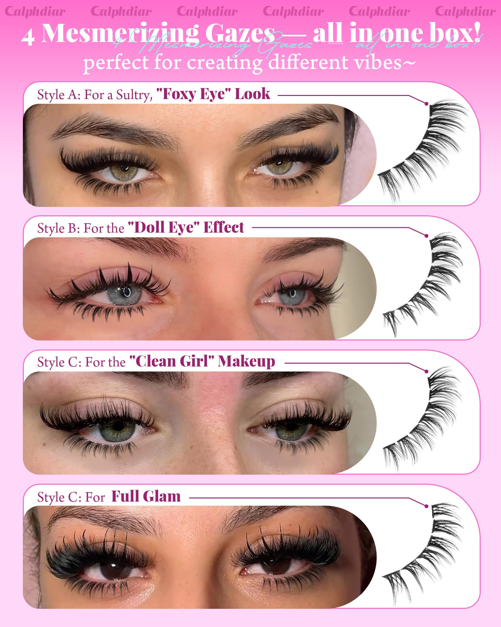 Calphdiar bottom lash clusters bold 5-7mm for a statement lower lash.