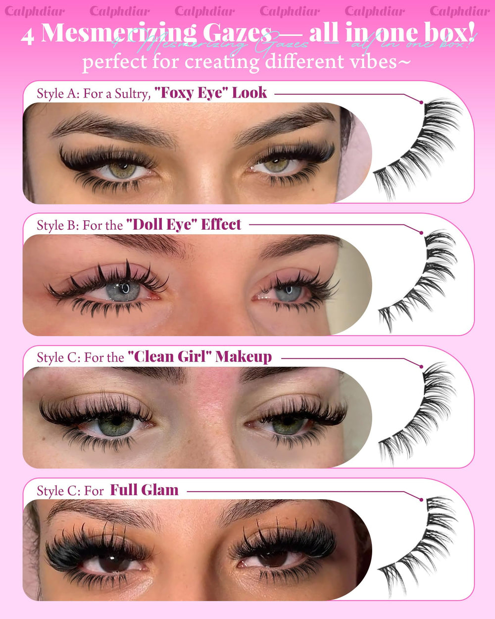 Calphdiar bottom lash clusters bold 5-7mm for a statement lower lash.