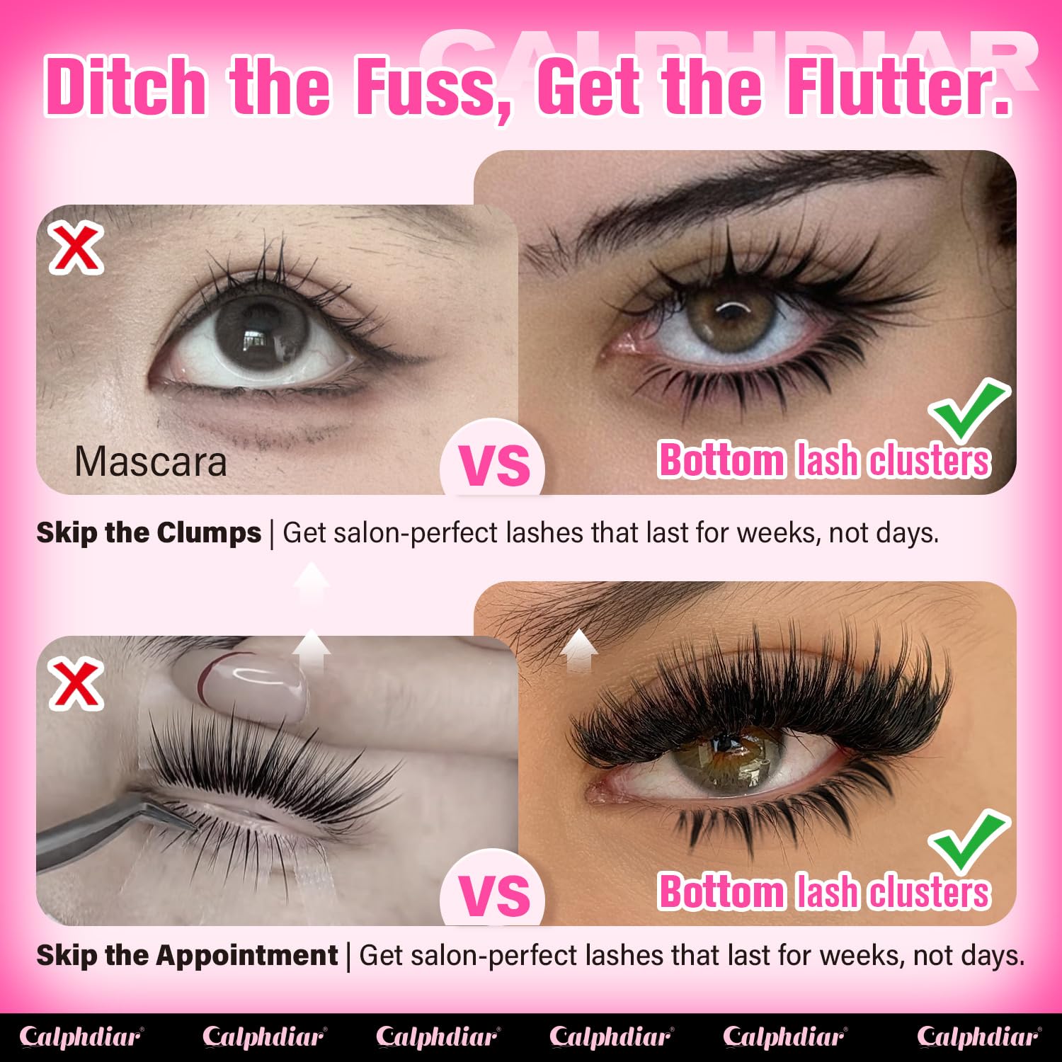 Calphdiar bottom lash clusters can replace mascara for a clean look