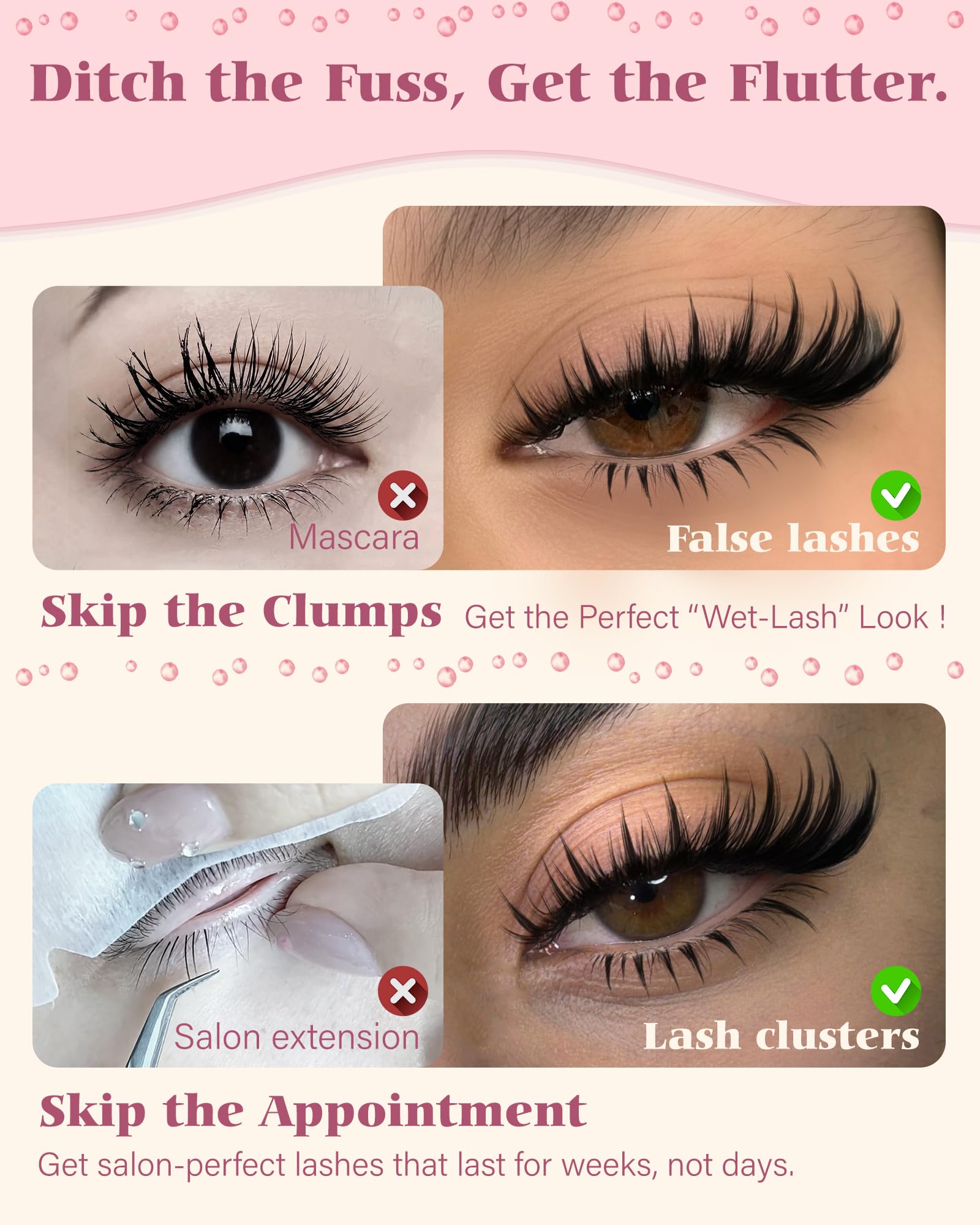 Calphdiar bottom lash clusters invisible band ultra thin for barely there lashes