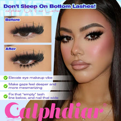 Calphdiar bottom lashes clusters spiky dramatic style enhances lower lash presence.