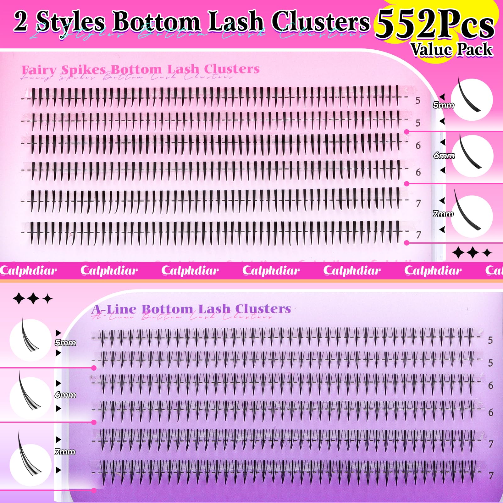 Calphdiar bottom lashes natural 5mm feather-light band for subtle eye definition