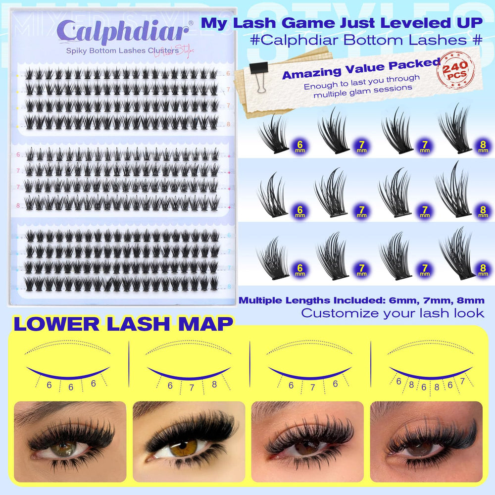 Calphdiar bottom lashes voluminous spiky hybrid creates wider eye appearance.
