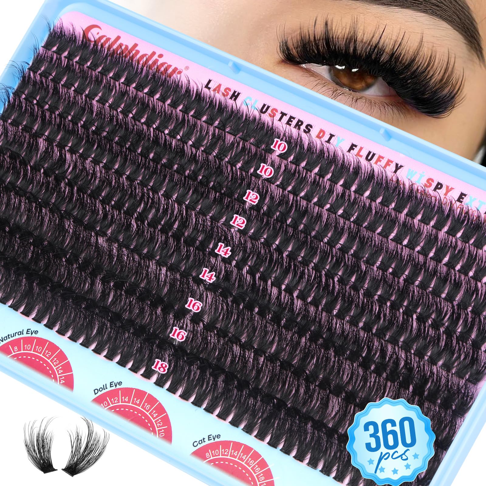 Calphdiar cluster eyelashes 70D 360pcs for bold, natural-looking volume at home.