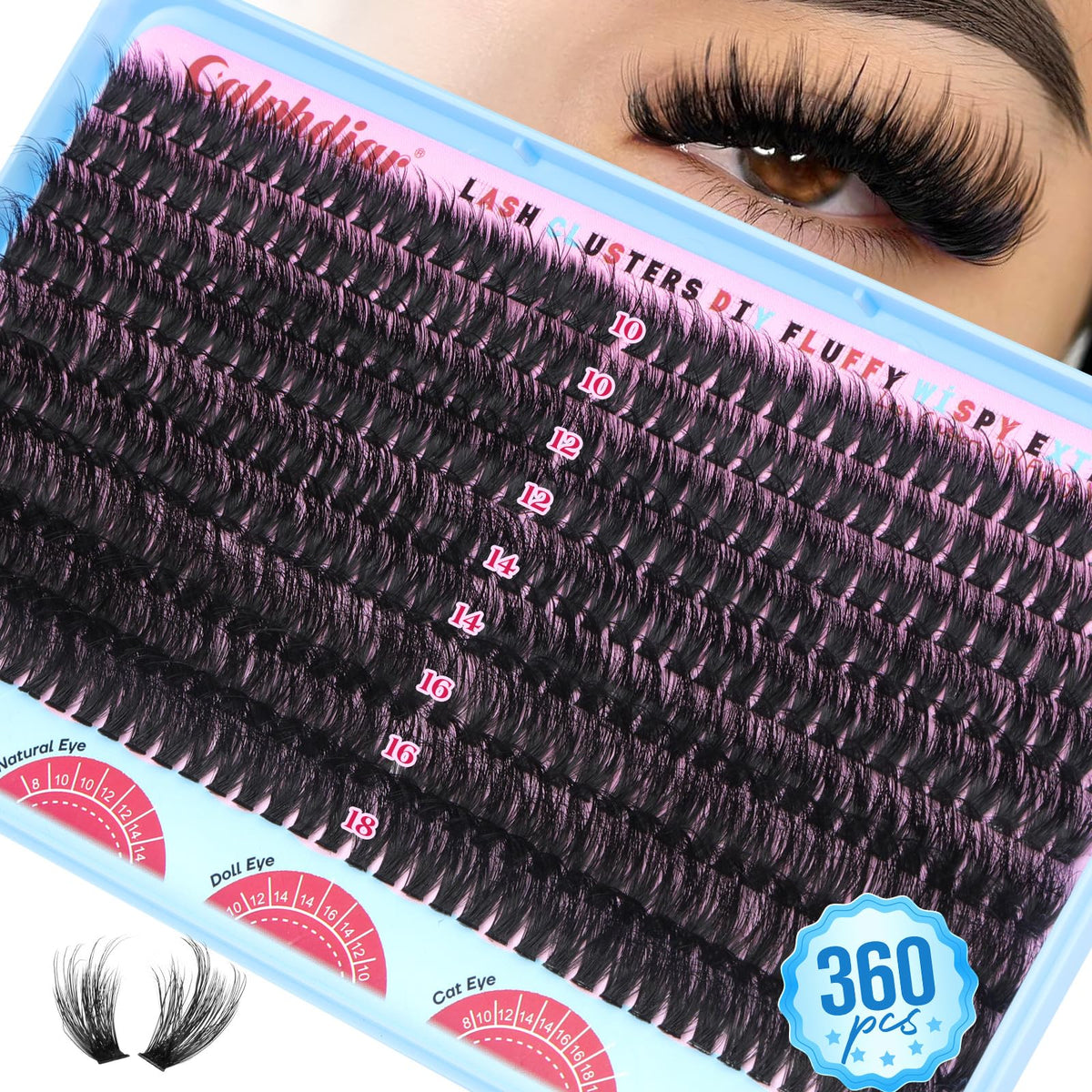 Calphdiar cluster eyelashes 70D 360pcs for bold, natural-looking volume at home.