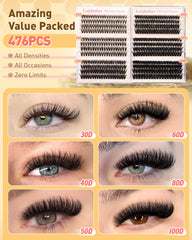 Variety set shows 30D–100D options for customizable lash maps
