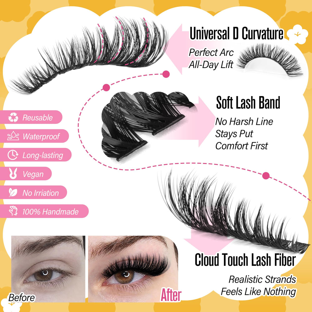 Calphdiar lash clusters mink-like fiber provides lightweight wear.