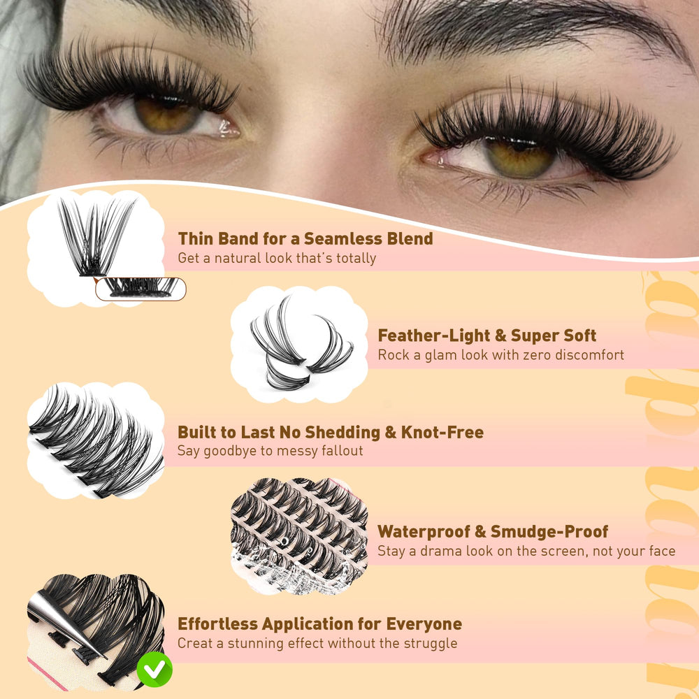 Calphdiar lash clusters mink-like fiber, lightweight and skin-friendly