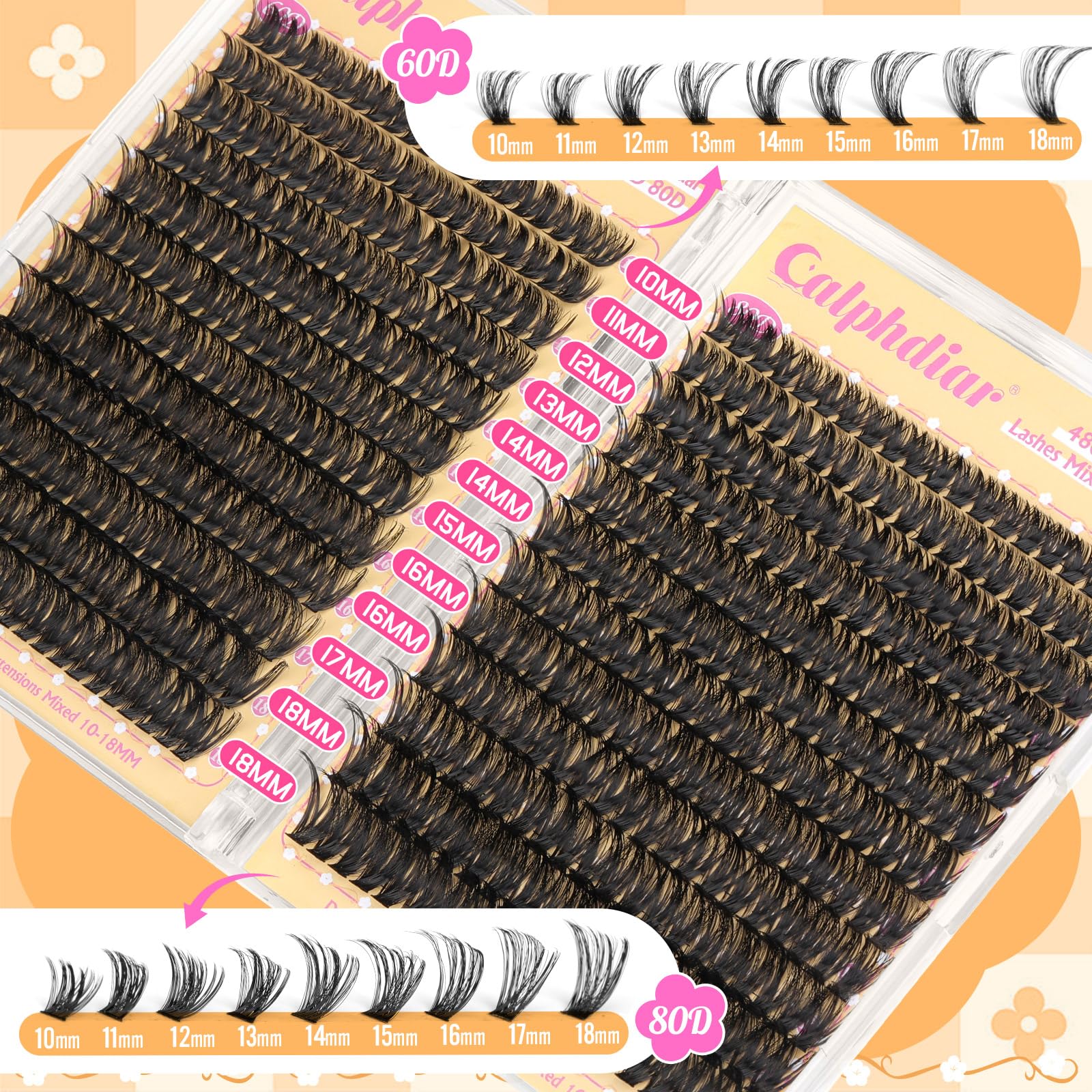 Calphdiar lashes clusters lightweight mink-like fiber, skin-friendly