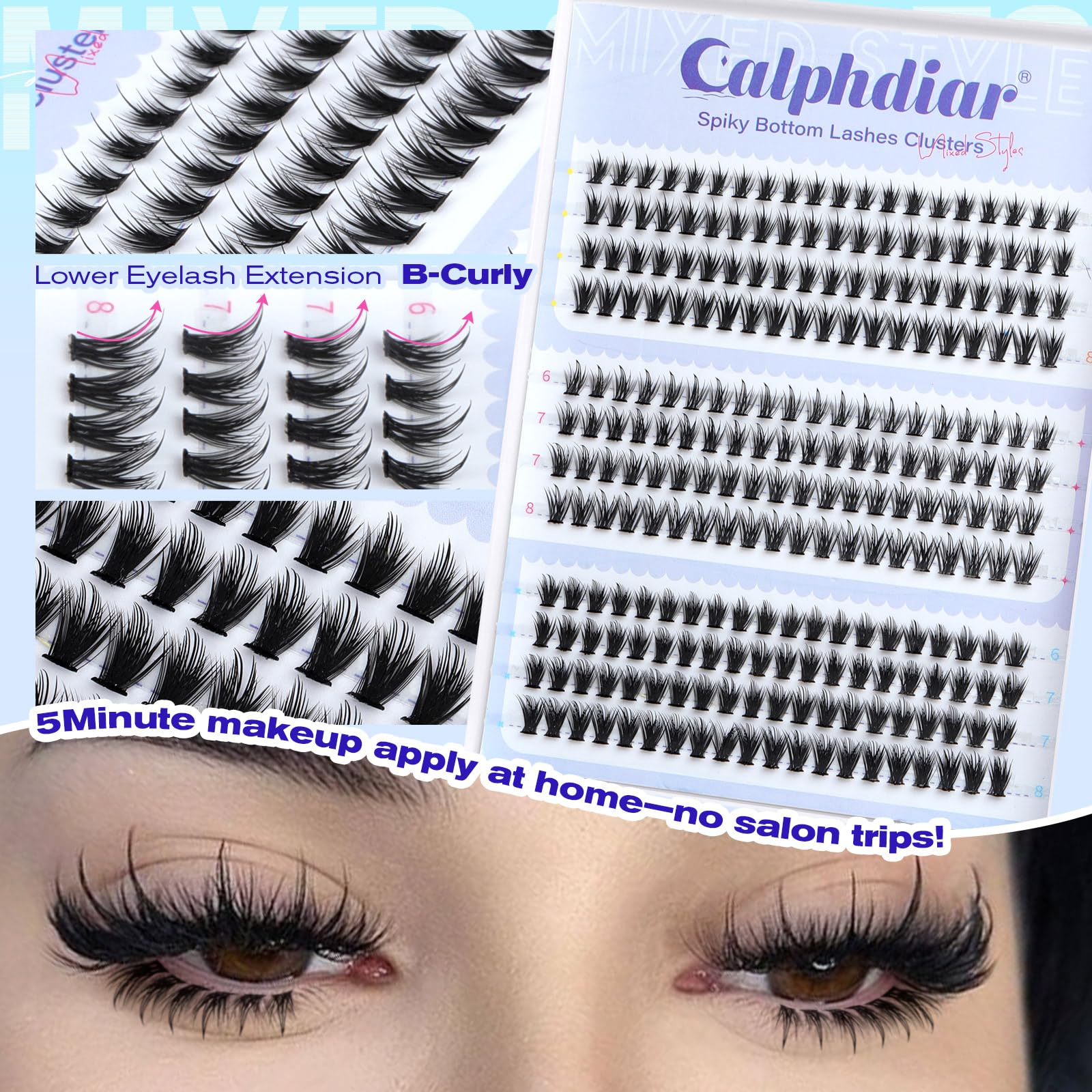 Calphdiar lower lash clusters refine eye shape with added depth.