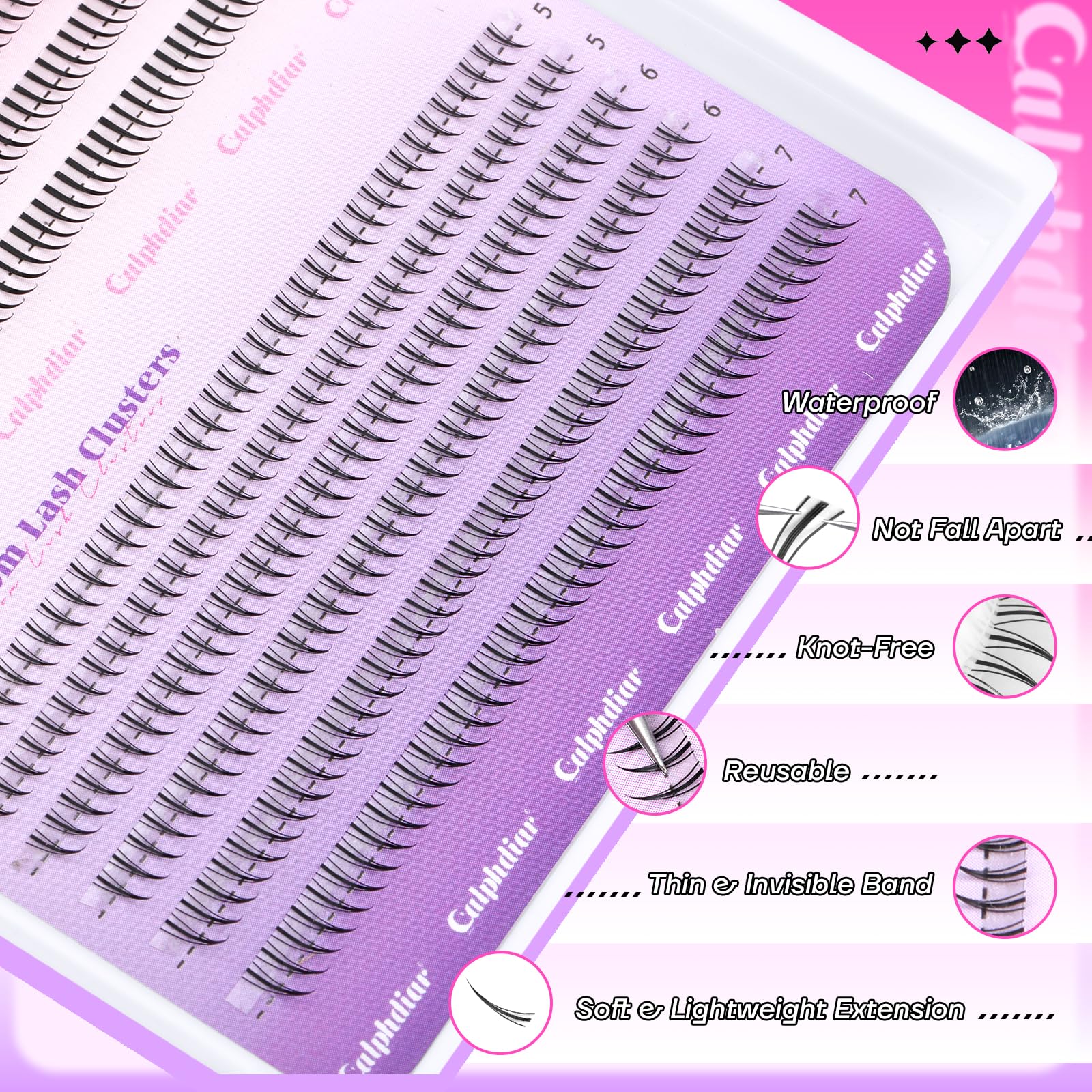 Calphdiar lower lashes close-up with soft feather texture blending naturally