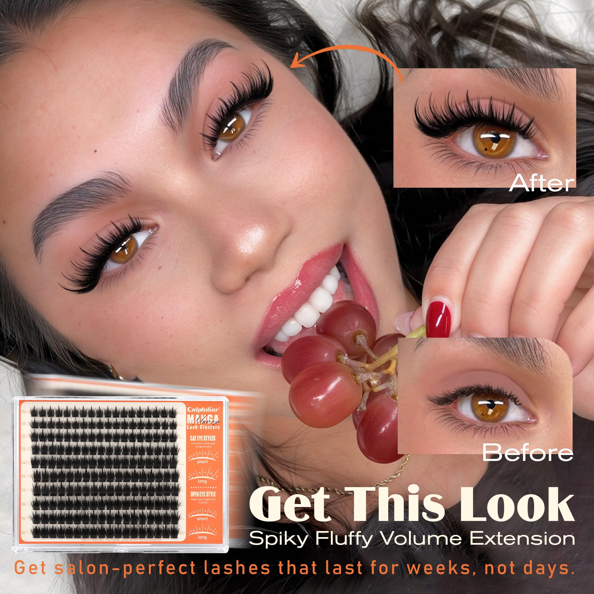 Calphdiar Manga Lash Clusters 14mm length for sultry length