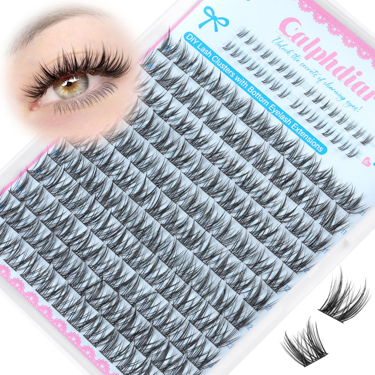 calphdiar manga lash clusters pack shows 164 pieces for at‑home upgrade