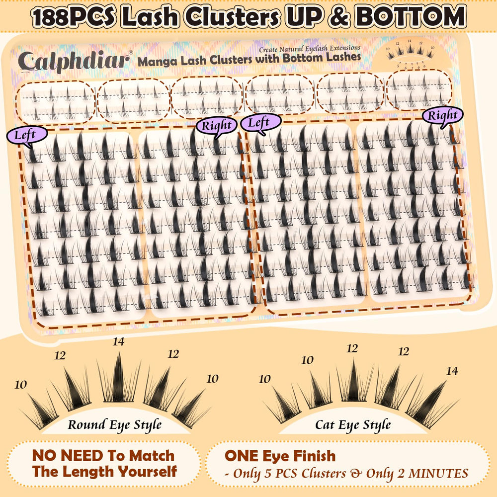 Calphdiar Manga Lash Clusters with spiky tips enhance eye shape and allure