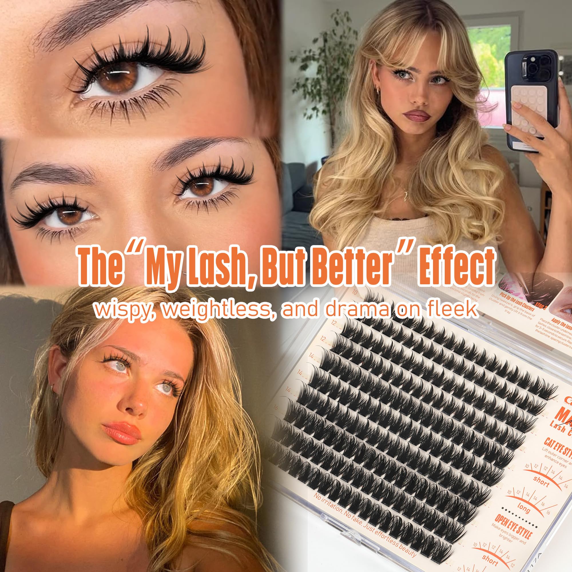 Calphdiar Manga Lash Clusters open-eye 12mm enhances brightness and eye openness