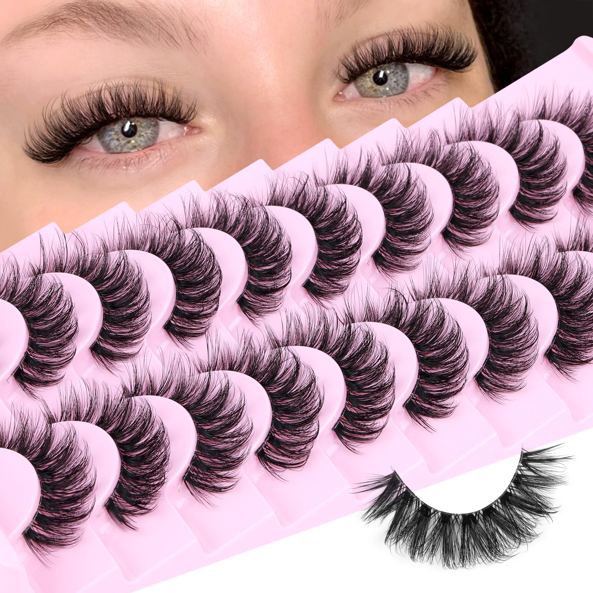 Calphdiar natural lashes 14mm D-curve for fuller, natural-looking eyes.