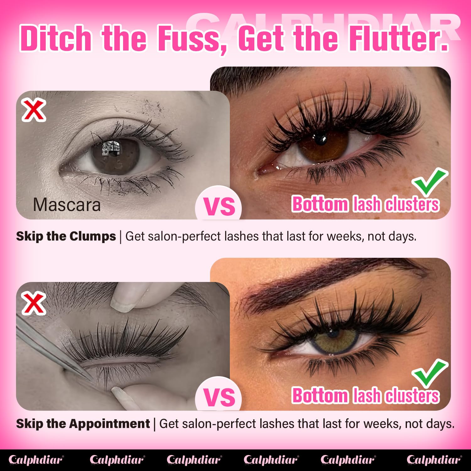 Calphdiar natural-look lower lashes help avoid mascara clumps and smudges.