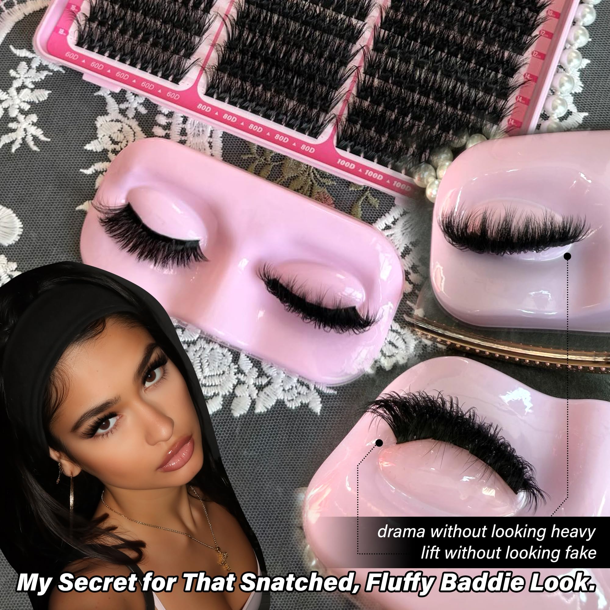 Calphdiar snatched fluffy lash look close-up for dramatic style