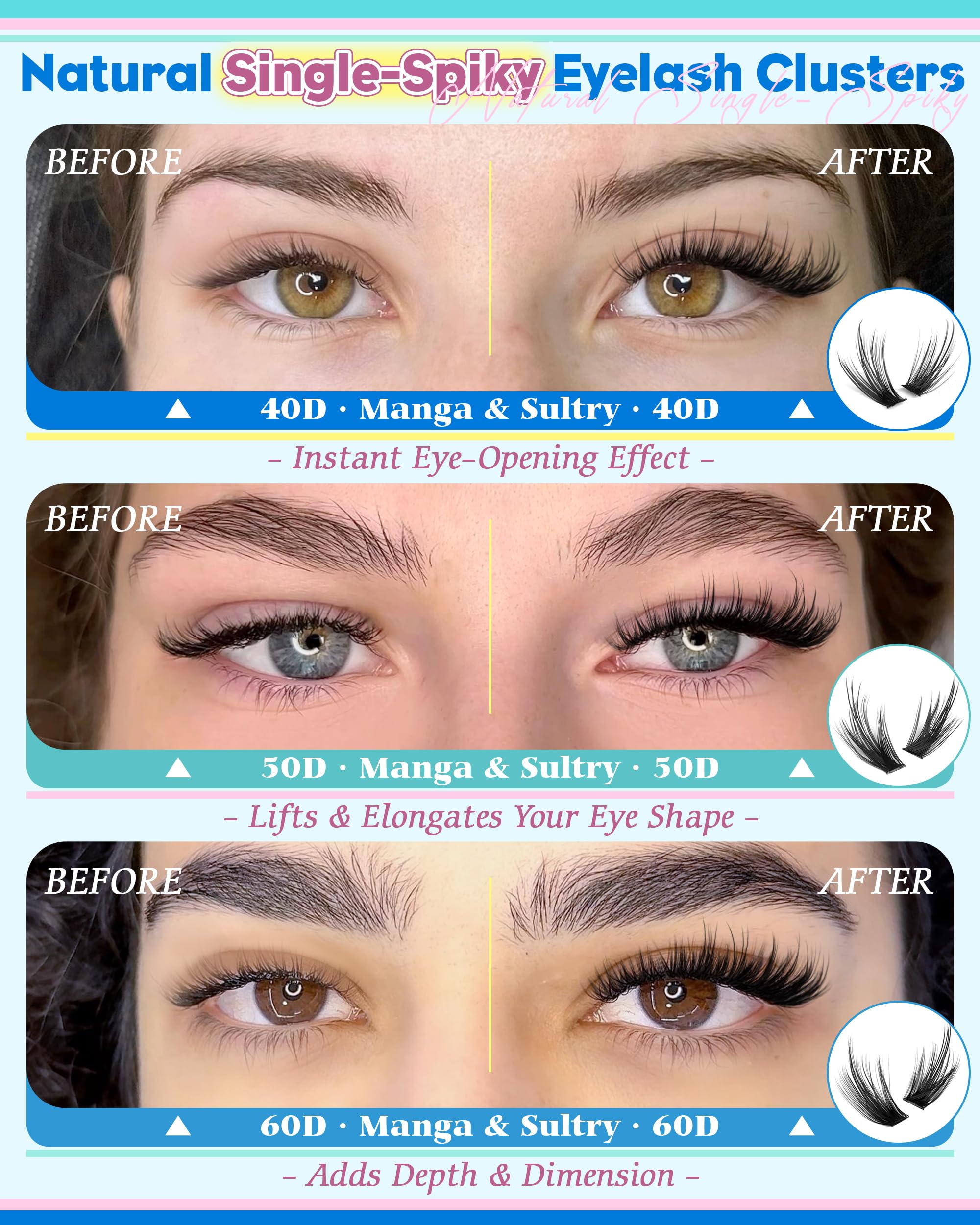 Calphdiar wispy lash clusters 14mm offer wispy length with seamless blend