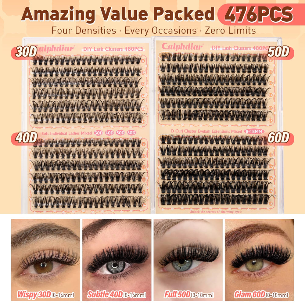 Calphdiar Wispy Lash Clusters 30D-60D volumes for salon-like results