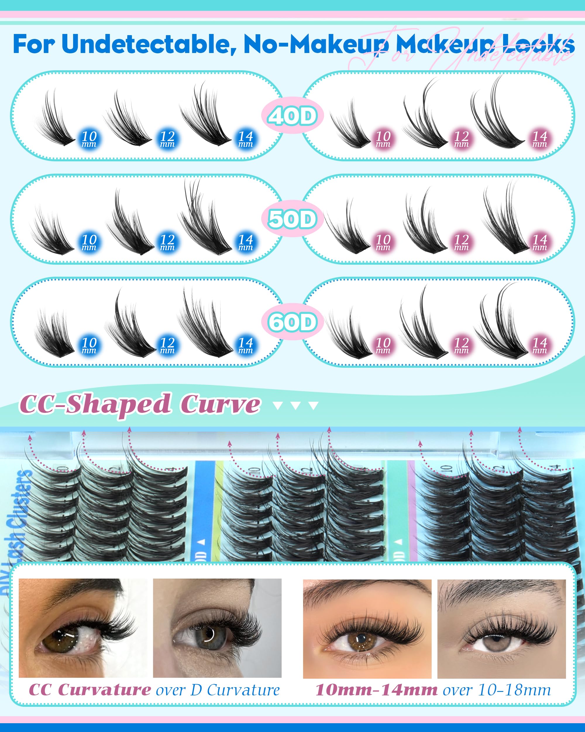 Calphdiar lash clusters 50D for moderate volume and natural curvature