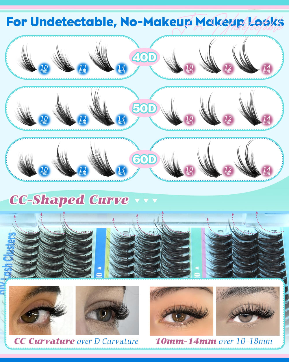 Calphdiar lash clusters 50D for moderate volume and natural curvature