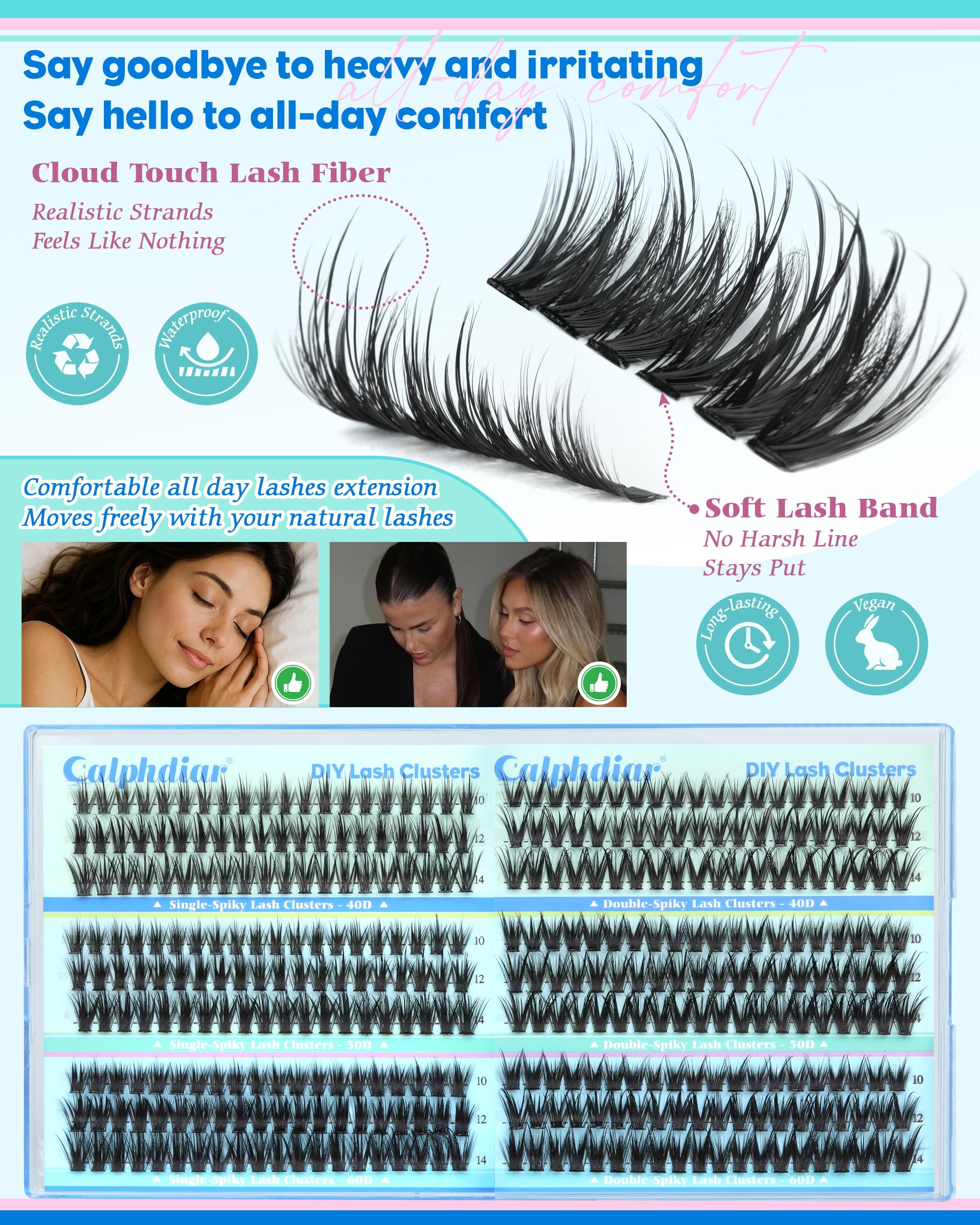 Calphdiar lash clusters 60D for extra fullness with soft flex band