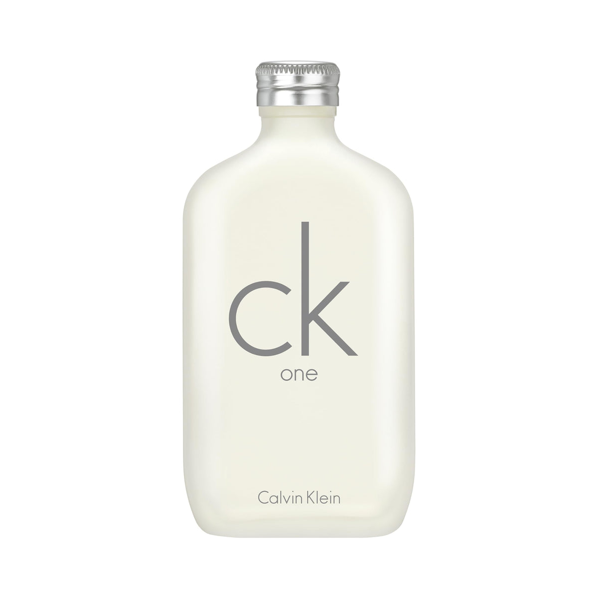 CK One bottle front view, fresh citrus unisex fragrance for daily wear.