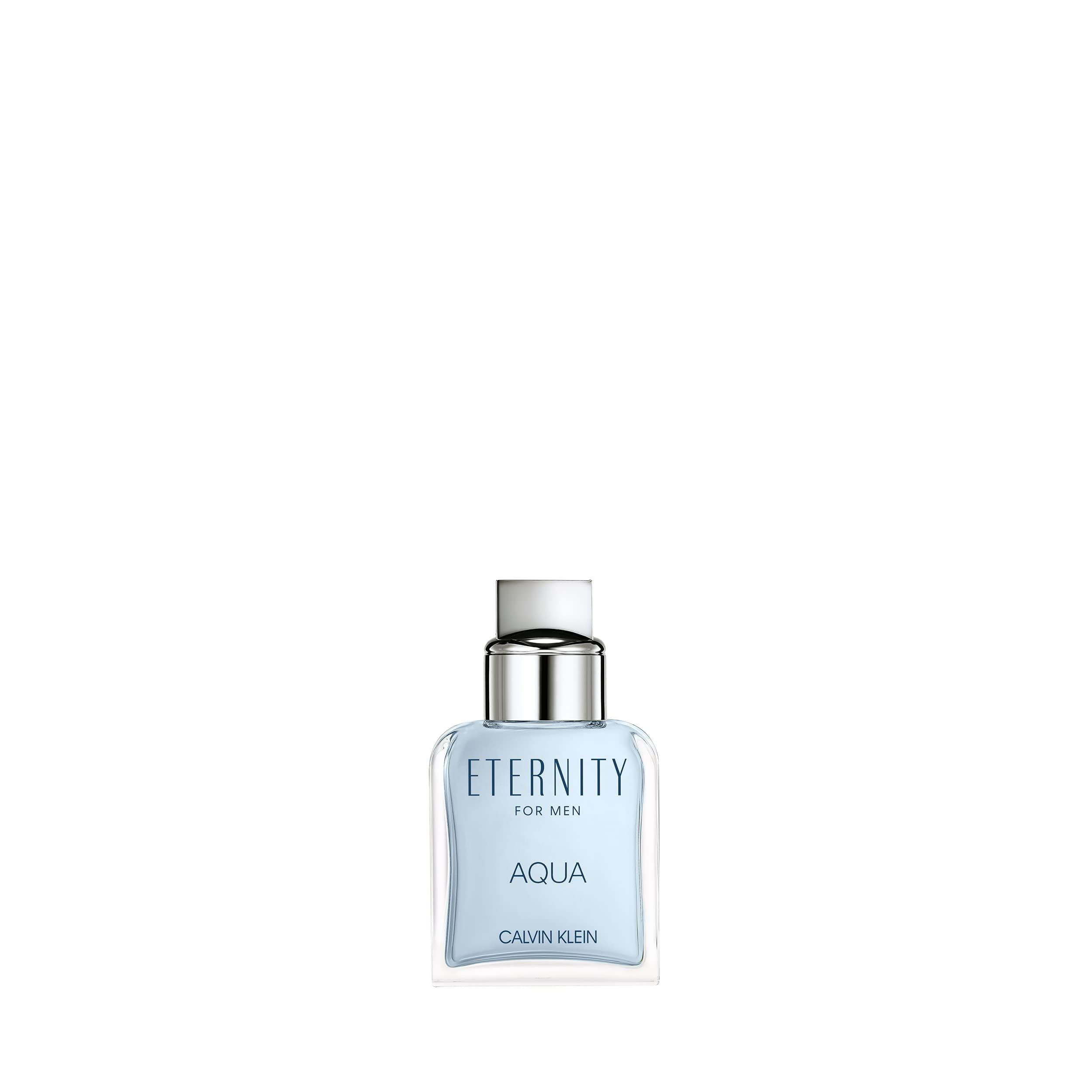 Calvin Klein Eternity Aqua for Him bottle closeup showing fresh aquatic vibe for everyday wear