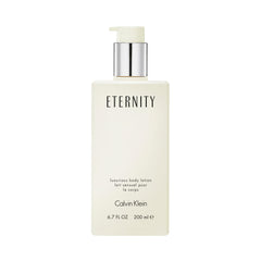 Calvin Klein Eternity body lotion bottle standing upright for premium packaging display