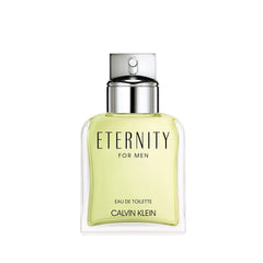 Calvin Klein Eternity for Men bottle front, signaling a timeless, refined fragrance for daily wear.