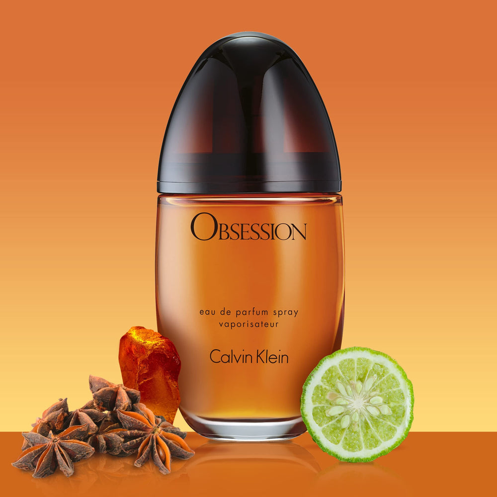 Calvin Klein Obsession bottle cap detail highlights elegant lid and premium packaging.