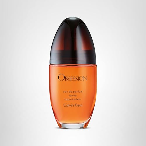 Calvin Klein Obsession closeup label highlights designer heritage and lasting impression.