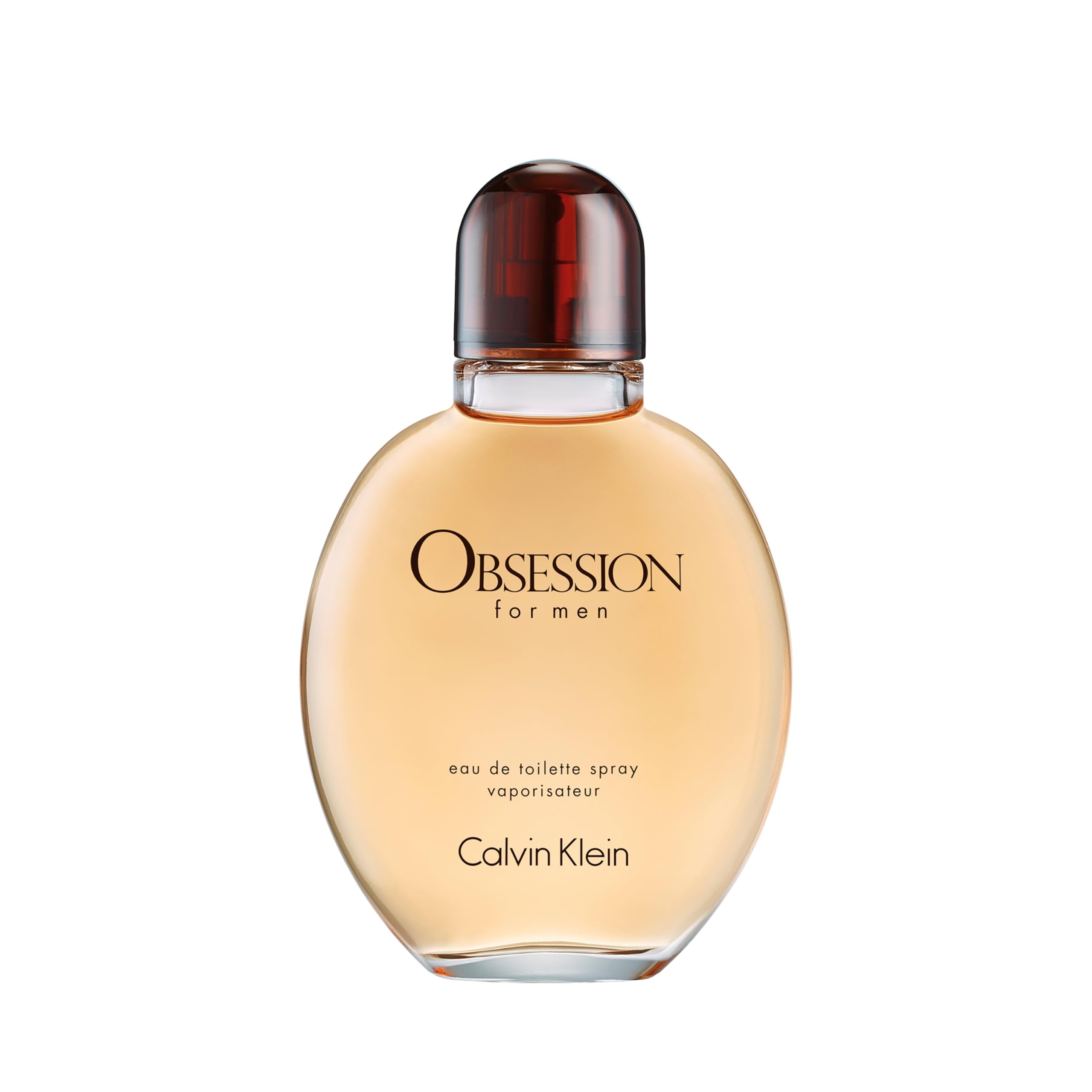 Calvin Klein Obsession for Men bottle front view highlighting amber profile for everyday wear